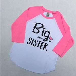 Big sister raglan sleeved jersey NWOT